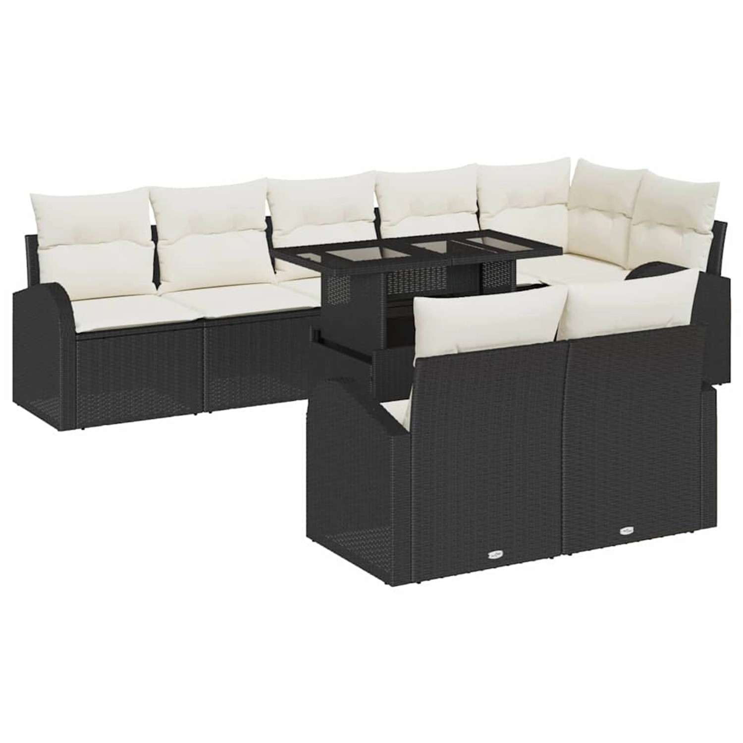 vidaXL Garten-Sofa-Set mit Speicher 9-Tlg Schwarz Poly Rattan 3357400 günstig online kaufen