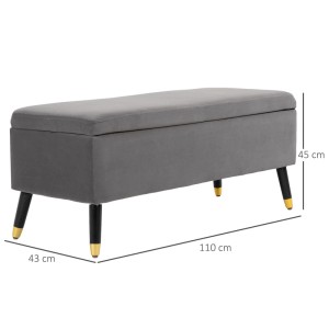 HOMCOM Sitzbank mit Stauraum, kohlegrau, 110x43x45 cm. Polsterbank mit schwarzen Metallfüßen, ideal als Schuhbank.