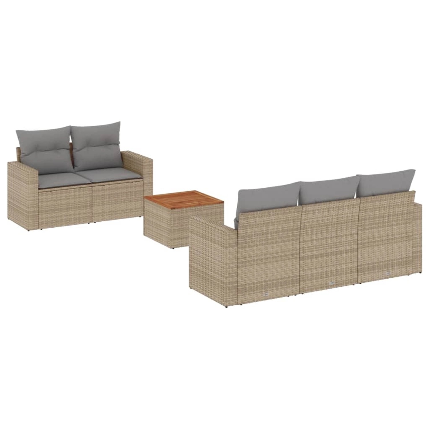 vidaXL 6-Tlg Garten-Sofagarnitur mit Kissen Beige Poly Rattan 3224008 günstig online kaufen