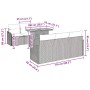 vidaXL Gartenmöbel-Set, 7-teilig, beige Poly Rattan, mit Sofa, Tisch und Stauraum. Abmessungen sind auf dem Bild zu sehen.