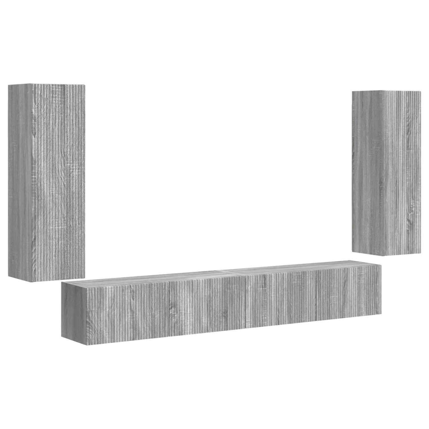 vidaXL TV-Wandregal-Set Wandmontiert 4 Stk Graues Sonoma Holzwerkstoff 3408931
