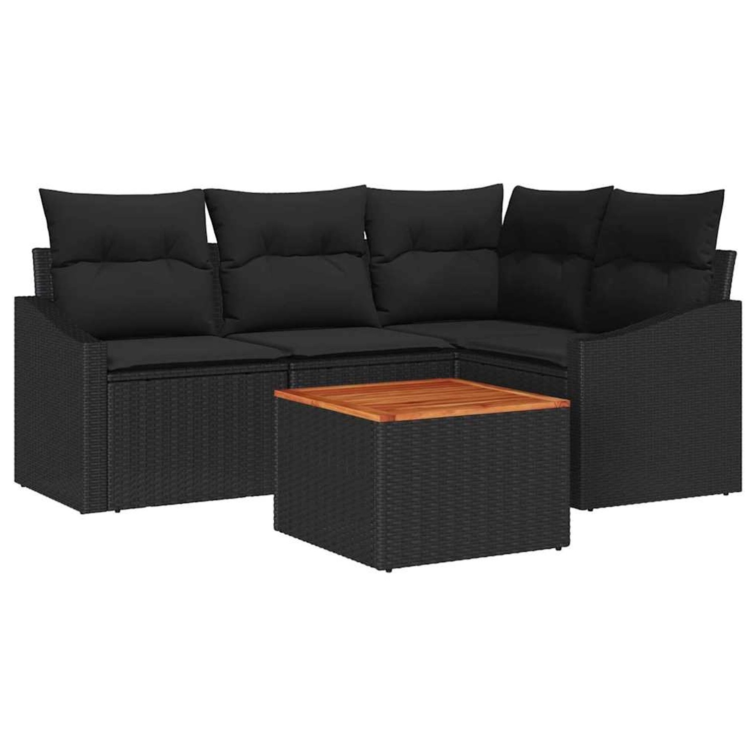 vidaXL Garten-Sofa-Set mit Kissen 5-Tlg Schwarz Poly Rattan 3347828 günstig online kaufen