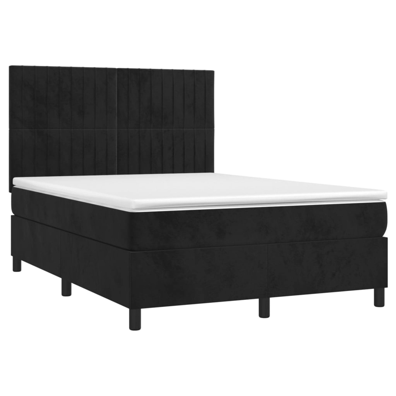vidaXL Boxspringbett mit Matratze & LED Schwarz 140x190 cm Samt 3136241 günstig online kaufen