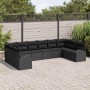Schwarzes 10-teiliges vidaXL Garten-Sofa-Set aus Poly Rattan für Terrasse und Garten.