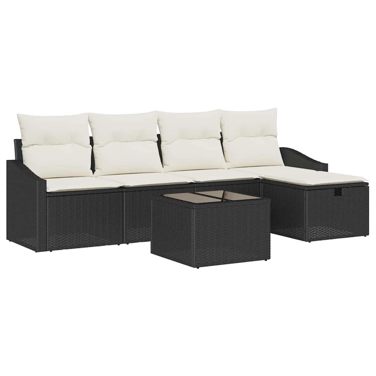 vidaXL Garten-Sofa-Set mit Kissen 6-Tlg Schwarz Poly Rattan 3359266 günstig online kaufen