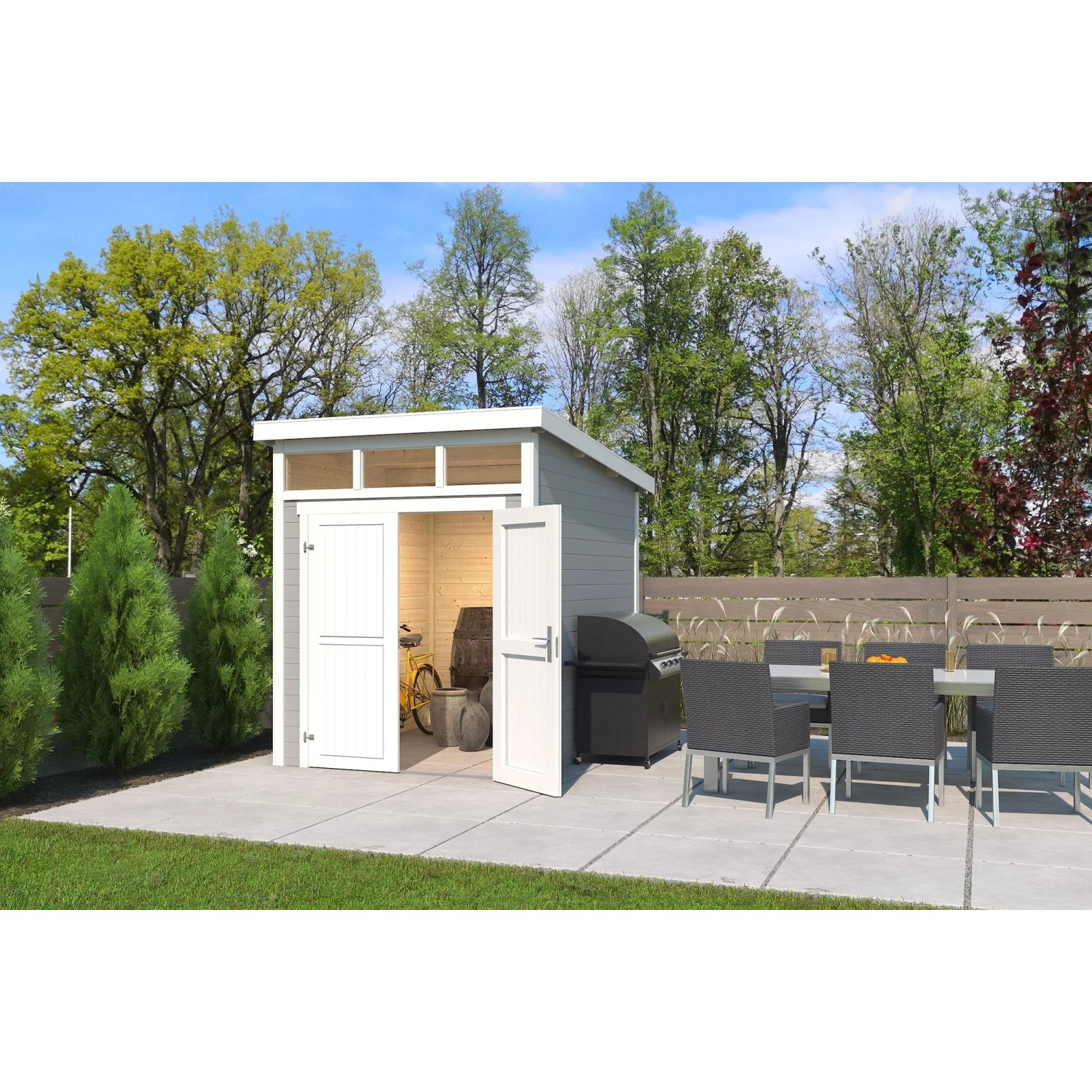 Lasita Gartenhaus Kibo 2 Lichtgrau 200 cm x 250 cm