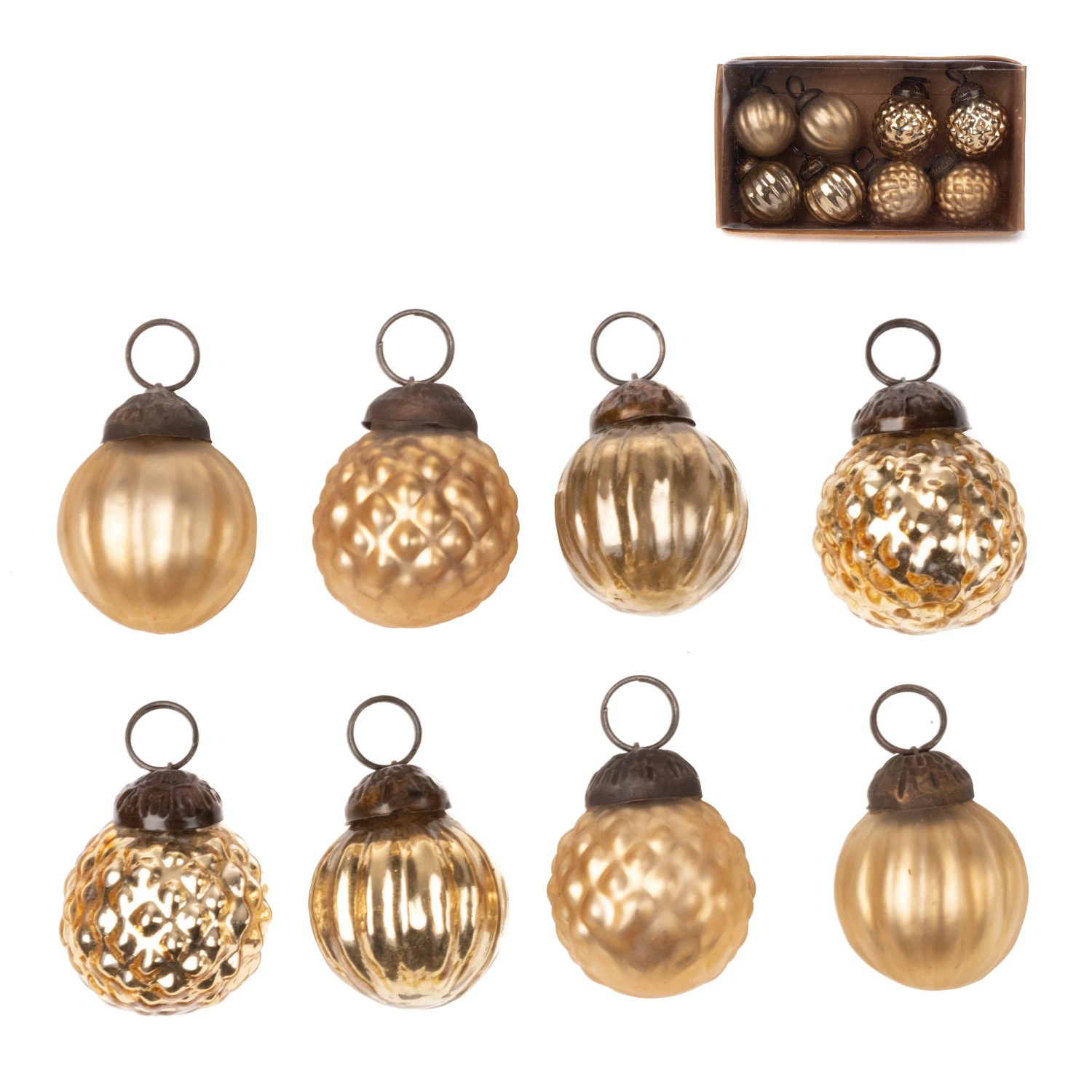 Weihnachtskugel-Set Glas Ø 2,5 cm Gold 8-teilig