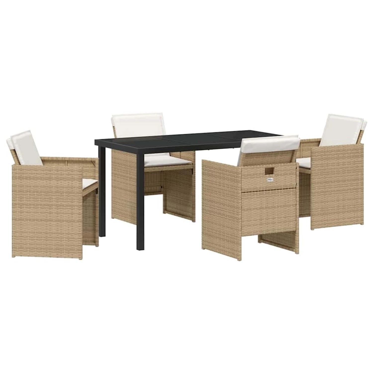 vidaXL Garten Essgruppe mit Kissen Falten 5-Tlg Beige Poly Rattan 3379957 günstig online kaufen
