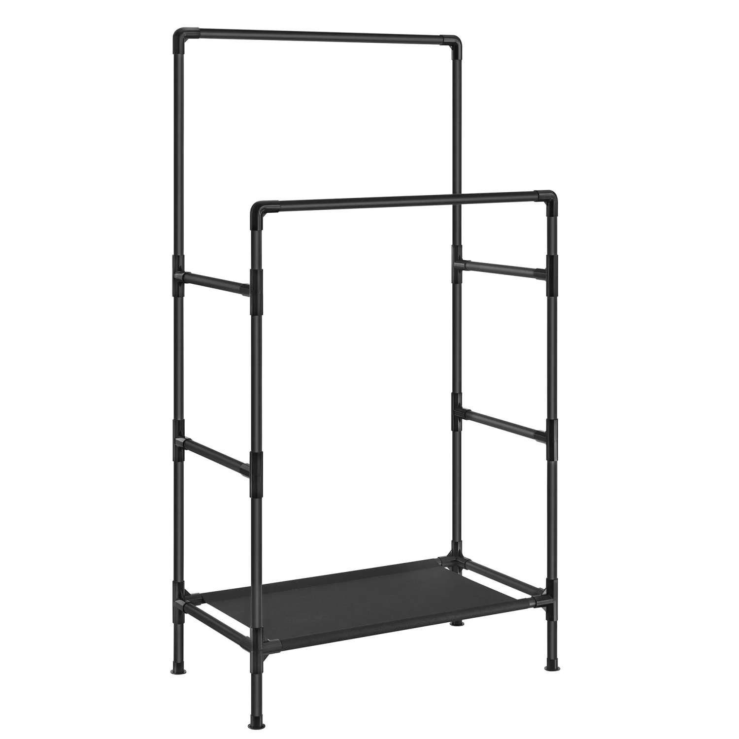 Songmics Kleiderständer mit 2 Stangen 157 cm x 85 cm x 46,5 cm Schwarz
