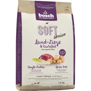 Bosch Pets Soft Senior Hunde-Trockenfutter mit Ziege & Kartoffel, 2,5kg. Getreidefrei, Single Protein.