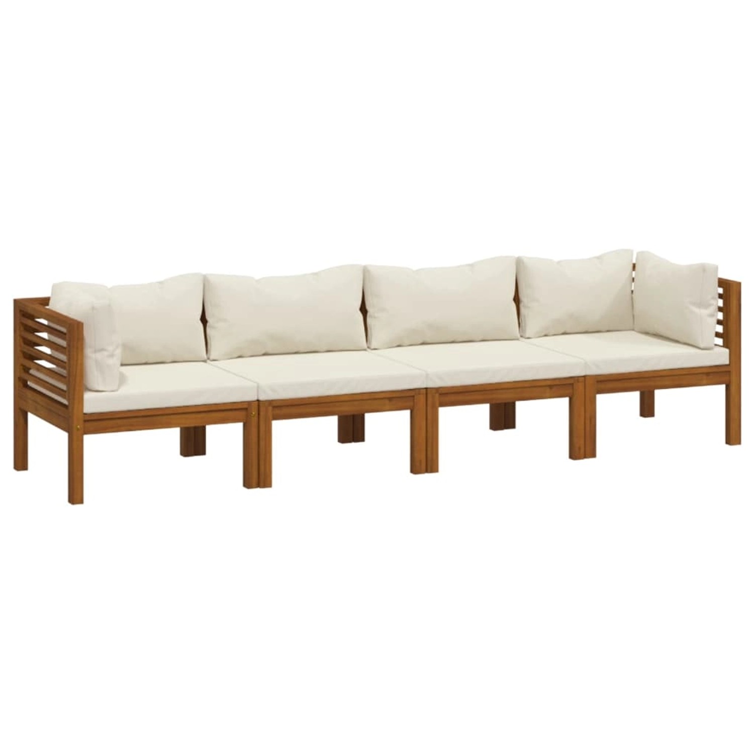 Image of vidaXL 4-Sitzer-Gartensofa mit Creme Kissen Massivholz Akazie 3086933