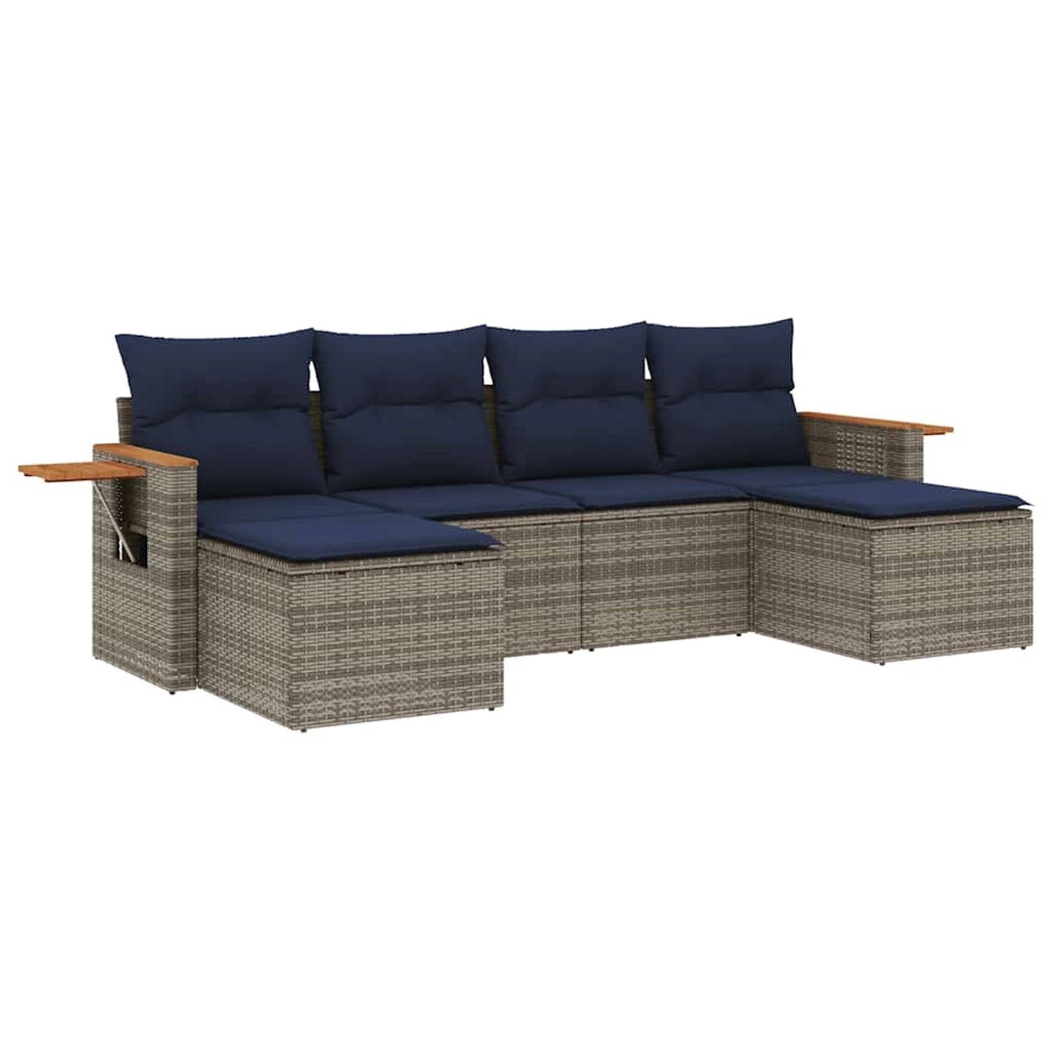 vidaXL 6-Tlg Garten-Sofagarnitur mit Kissen Grau Poly Rattan 3227062 günstig online kaufen