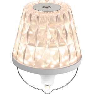 REV Ritter LED Flaschenleuchte Lamprusco, Akku, Kristall Weiß-Silber, Ø 11,5 cm. Dekoleuchte für Flaschen.