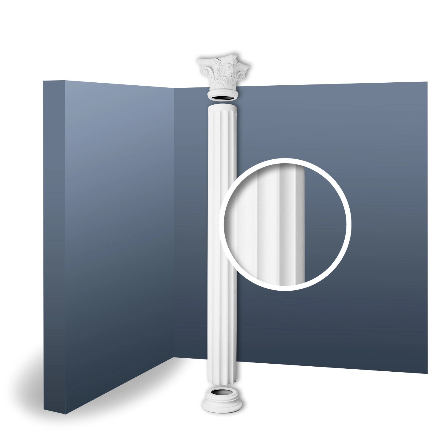 ORAC DECOR KC3 LUXXUS Vollsäulen Set Stucksäule Antike Relief-Form 2,41 m Höhe 242 cm Weiß