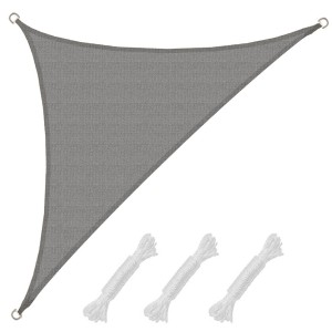 Rechtwinkliges, graues AMANKA Sonnensegel (3x3x4,2m) mit Seilen für Terrasse & Garten.