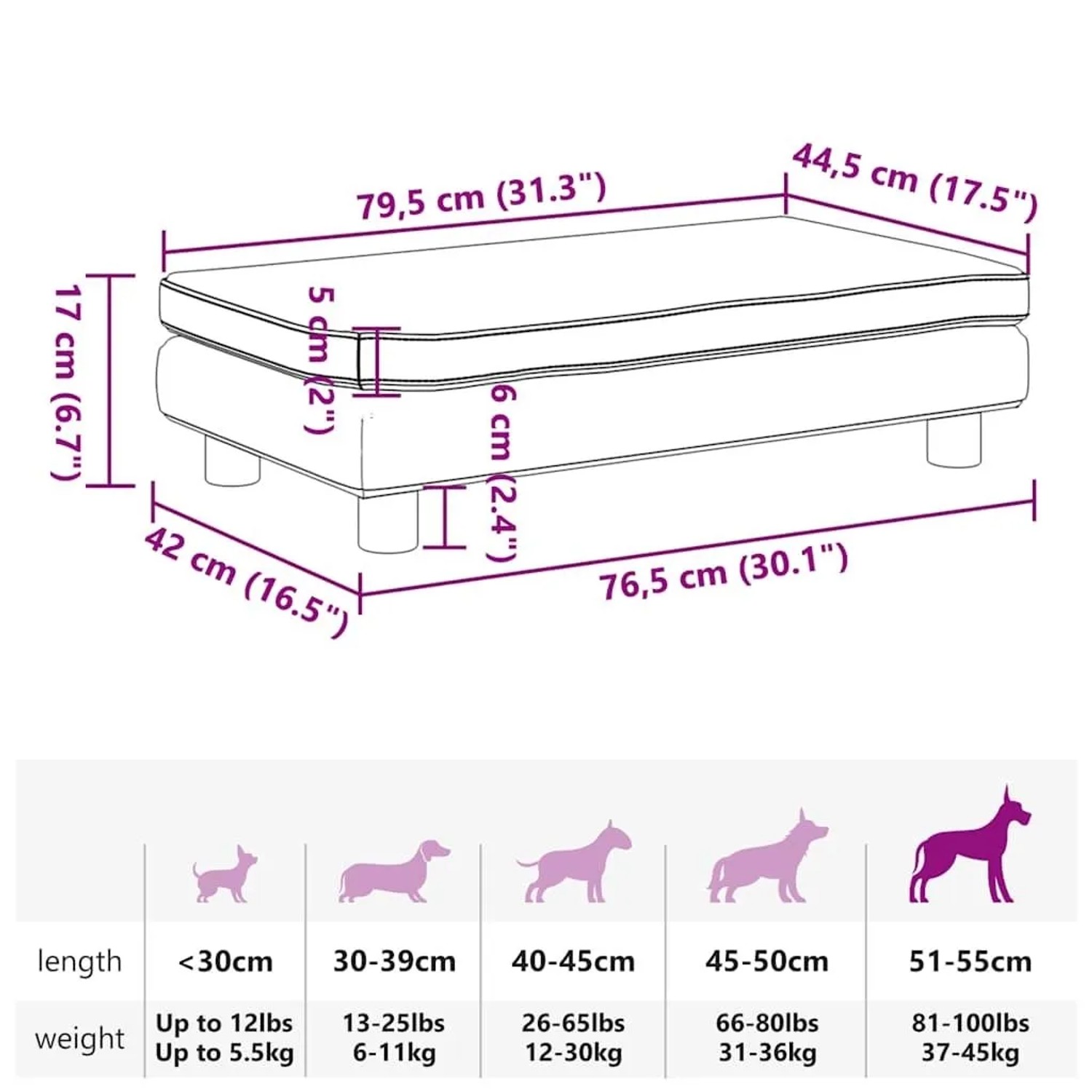 vidaXL Hundebett mit Verlängerung Blau 100x50x30 cm Samt 172019_10