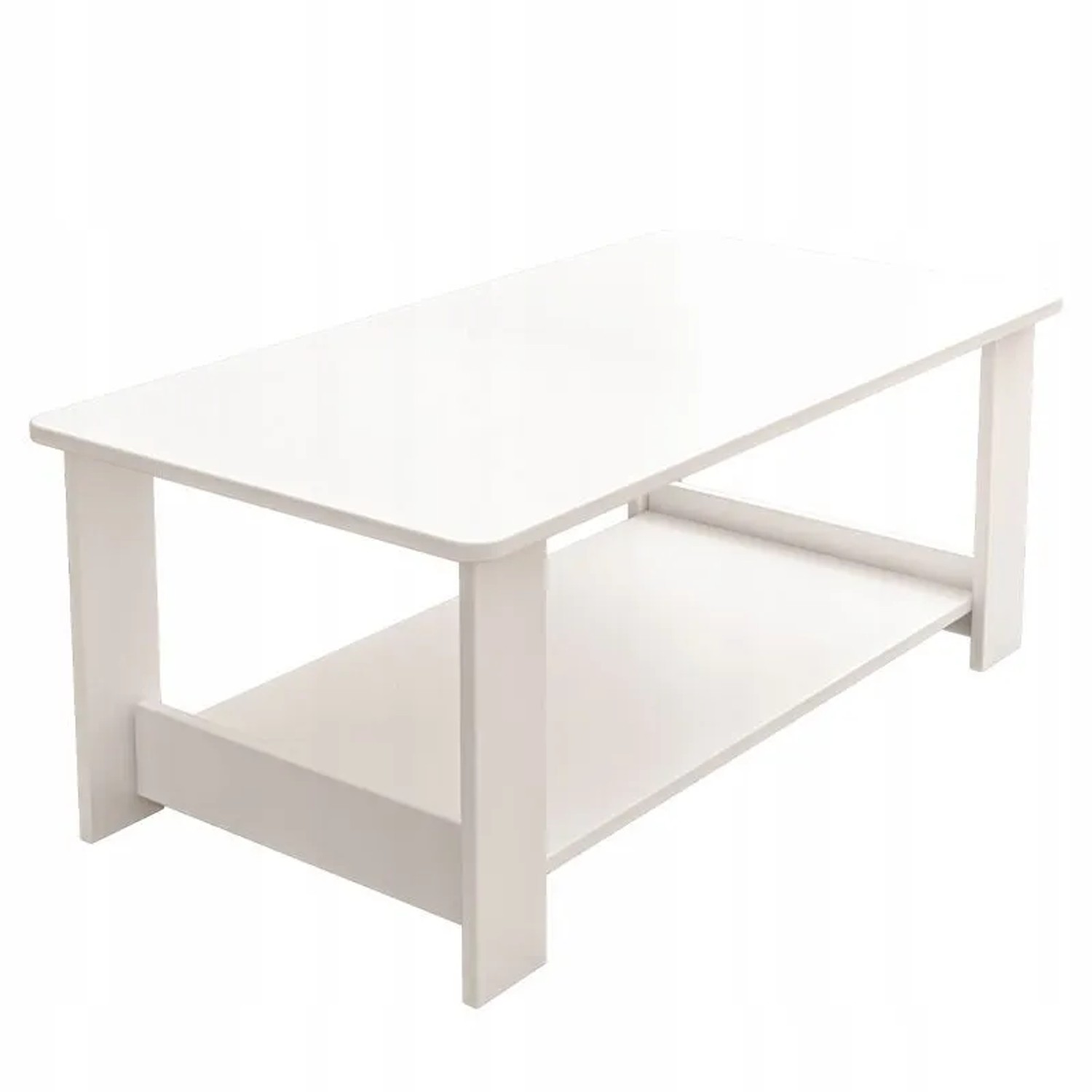 Rebiko Moderner Weißer Couchtisch Mit Ablagefläche Für Wohnzimmer Oder Loft 100 Cm