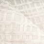 Beige-silberner Kurzflor Teppich (80x150 cm) mit 3D-Effekt und Muster.