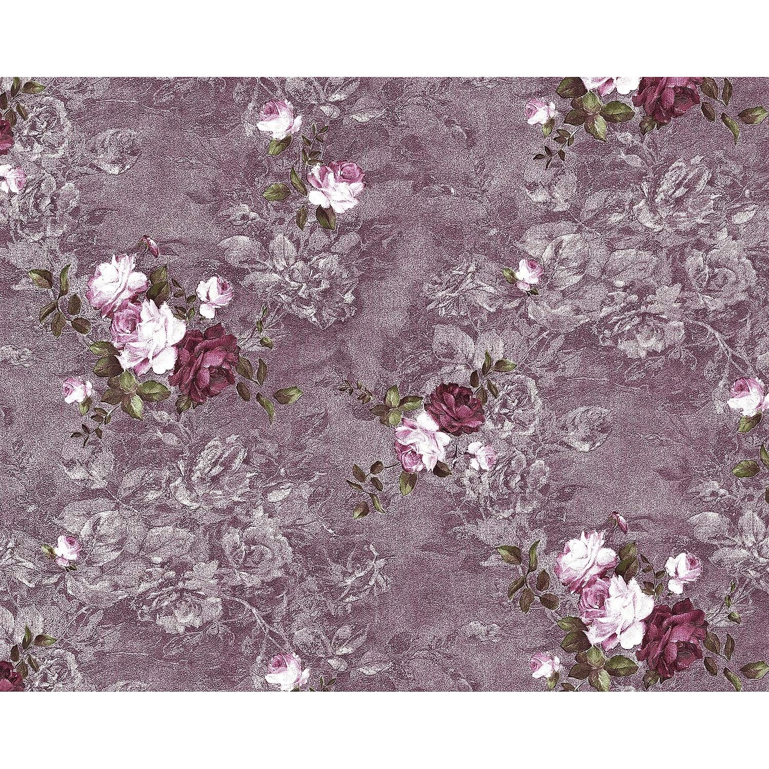 EDEM 9045-25 Blumen Tapete Romantisch Matt Violett Aubergine wein-Rot 1,06 günstig online kaufen