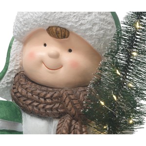 LED-Weihnachtsfigur Junge mit Baum, 43cm, festliche Dekoration für Innen & Außen.