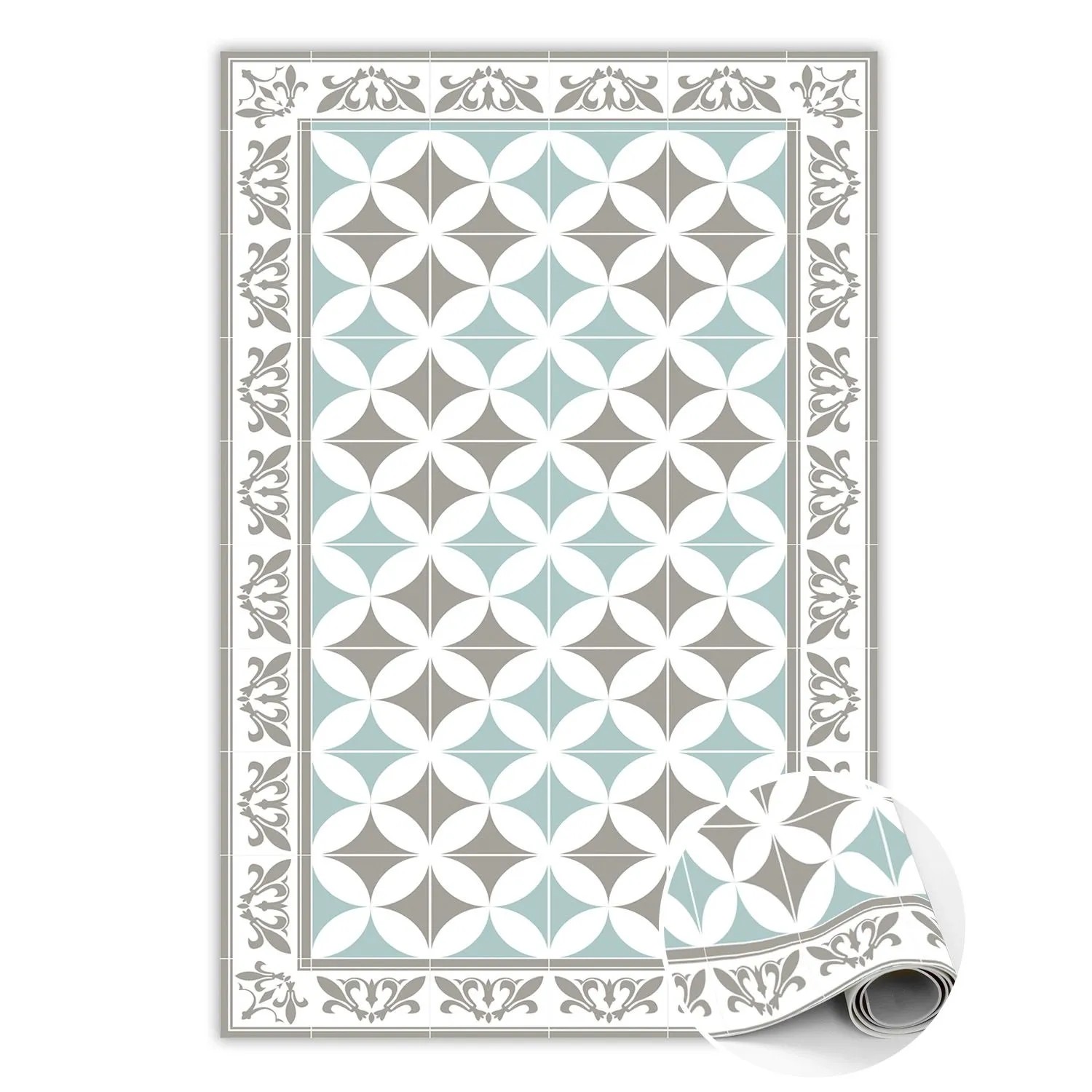 Tulup Teppich Portugiesische Fliesen Tapijt Vinyl 150x225 cm Weiß PVC Tapij günstig online kaufen