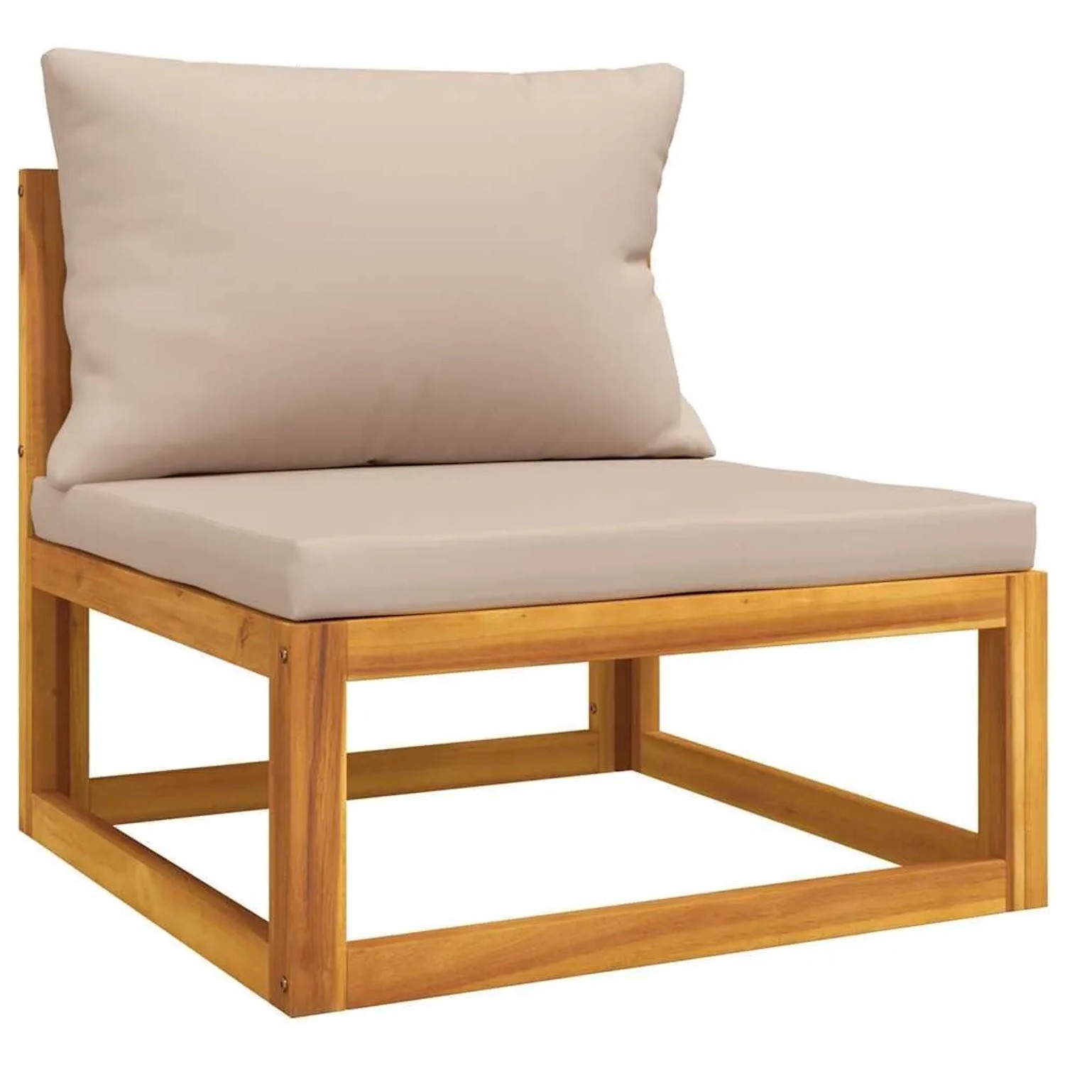 vidaXL Garten-Mittelsofa mit Taupe Kissen Massivholz Akazie 360005