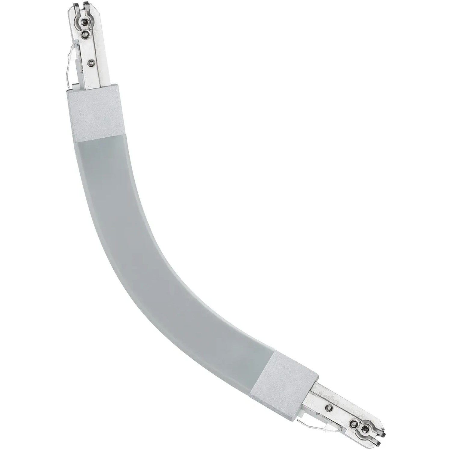 Flexibler URail Verbinder in Chrom matt für Schienensysteme, zur individuellen Anpassung von Lichtschienen.