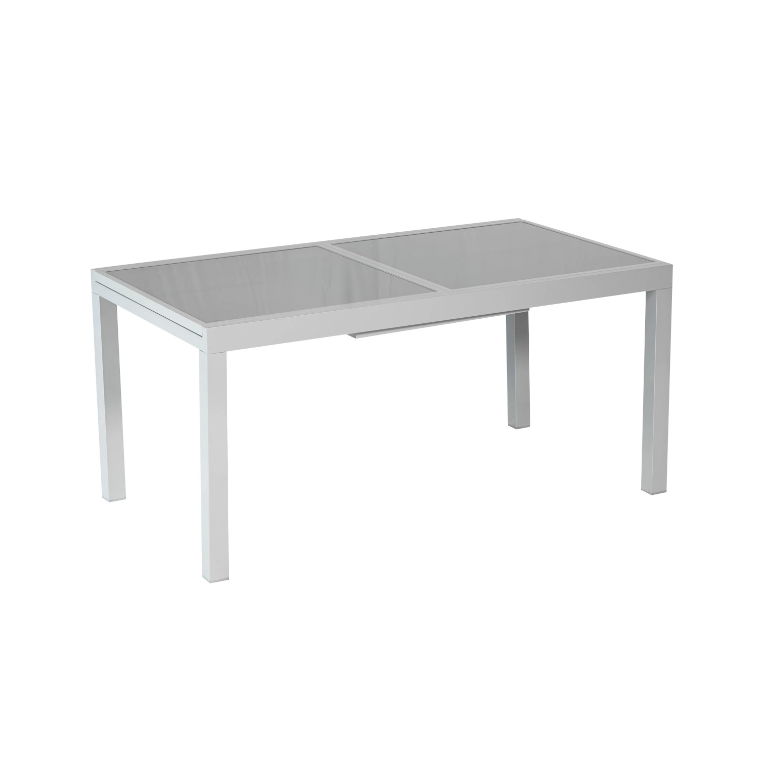 Merxx Amalfi Ausziehtisch, 180(240)x100 cm, graue Glasplatte, Aluminiumgestell, für Gartenmöbel-Sets.