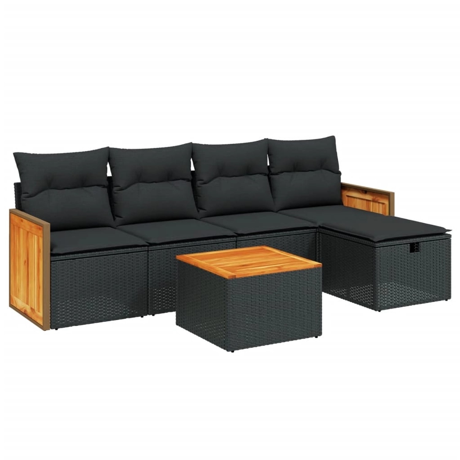 vidaXL 6-tlg Garten-Sofagarnitur mit Kissen Schwarz Poly Rattan Modell 120 günstig online kaufen