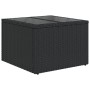 Schwarzer vidaXL Gartentisch aus Rattan mit Glasplatte, Teil der 11-tlg. Sofagarnitur.