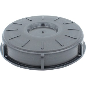 Schwarzer Werit IBC Schraubdeckel DN 150, geschlossen, für Regentonnen.