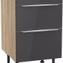 Optifit Unterschrank Linus984, 50 cm, Anthrazit und Wildeiche Dekor mit drei Auszügen.