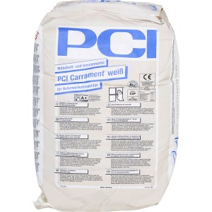 Sack PCI Carrament Weiß Mittelbett- und Ansetzmörtel, 25 kg, für Fliesen und Naturstein.