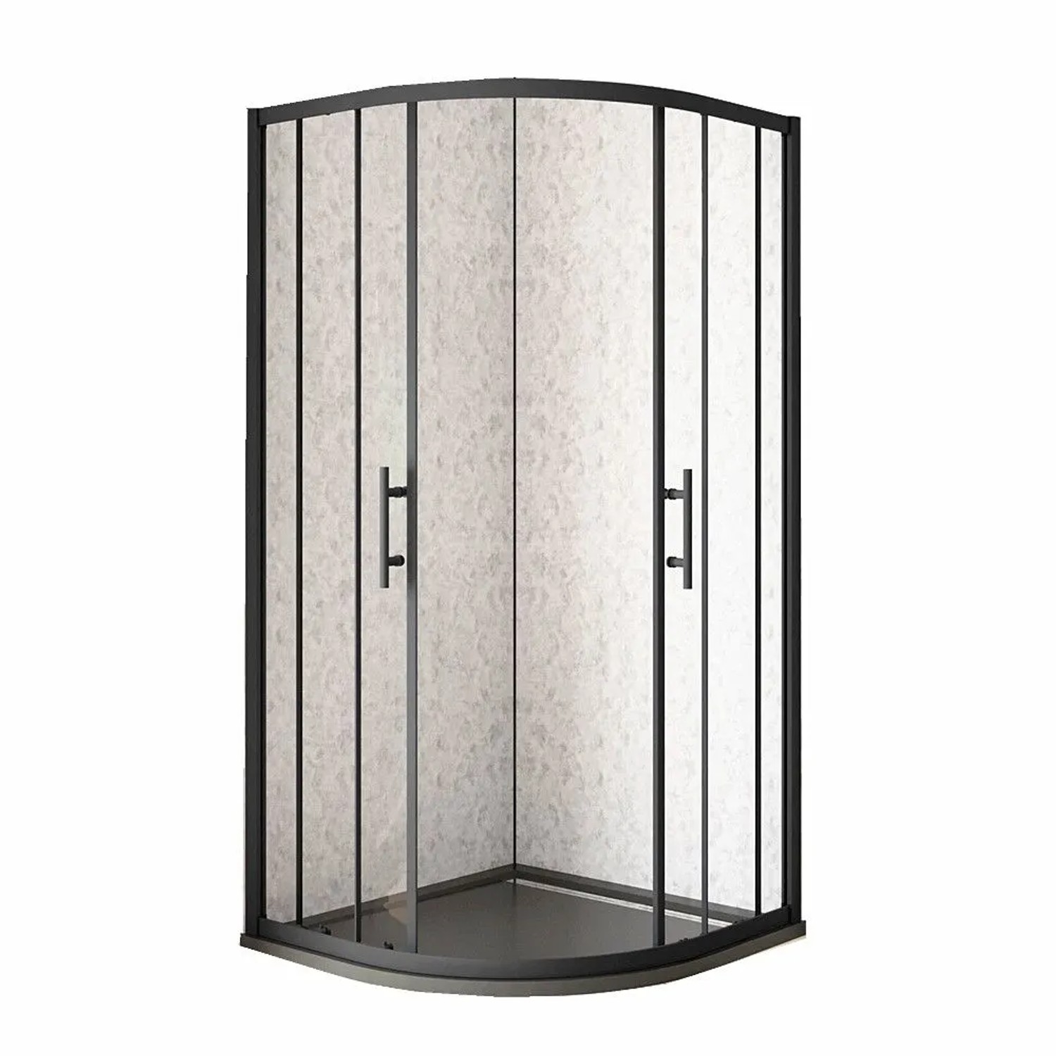 Duschparadies Runddusche Duschkabine 90 x 90cm Viertelkreis Dusche Duschtür 5mm Glas Schiebetür H185cm Schwarz