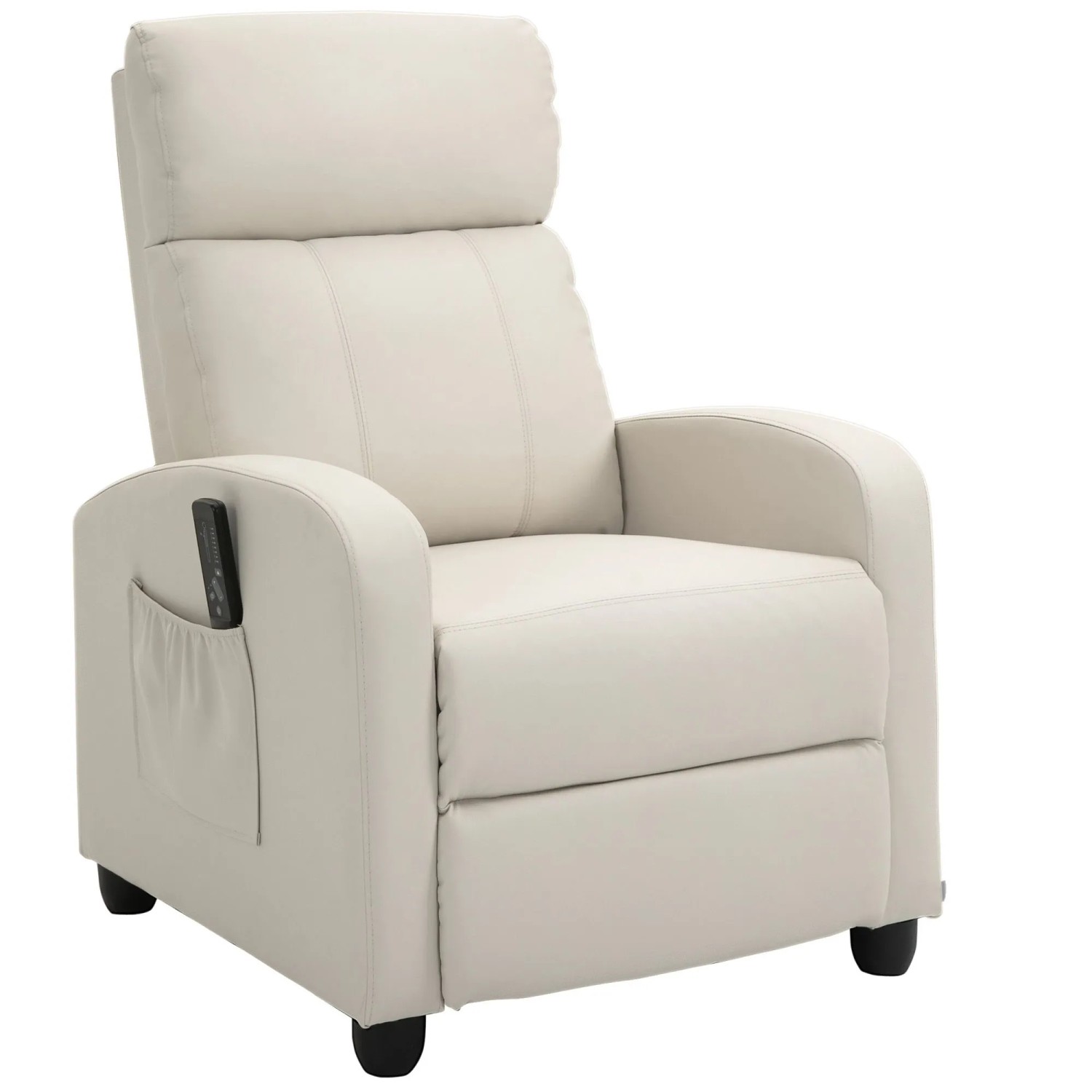 HOMCOM Massagesessel Kunstleder Schaumstoff 68L x 88B x 98H cm Cremeweiß