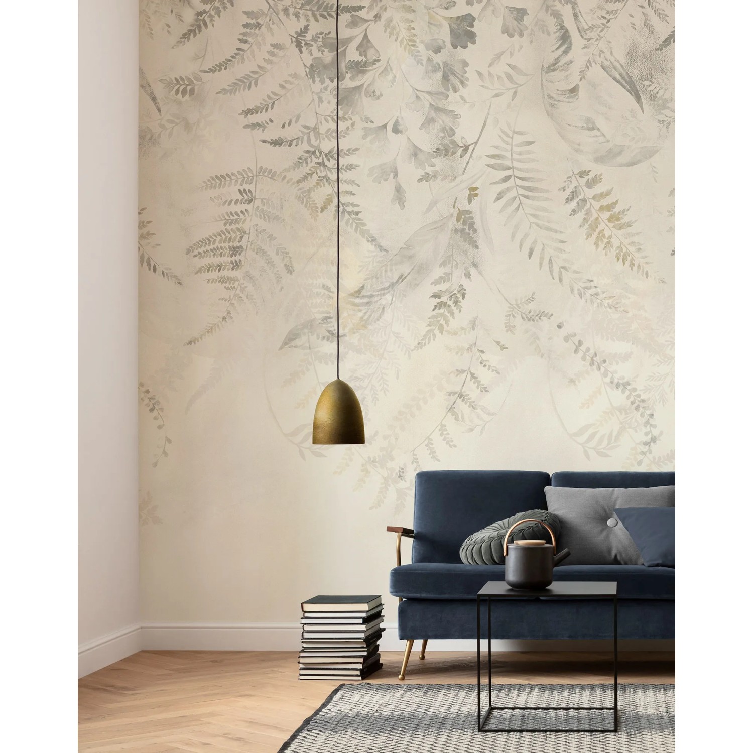 Komar Vliesfototapete Herbarium (200x250 cm) mit Pflanzenmuster im Wohnraum.