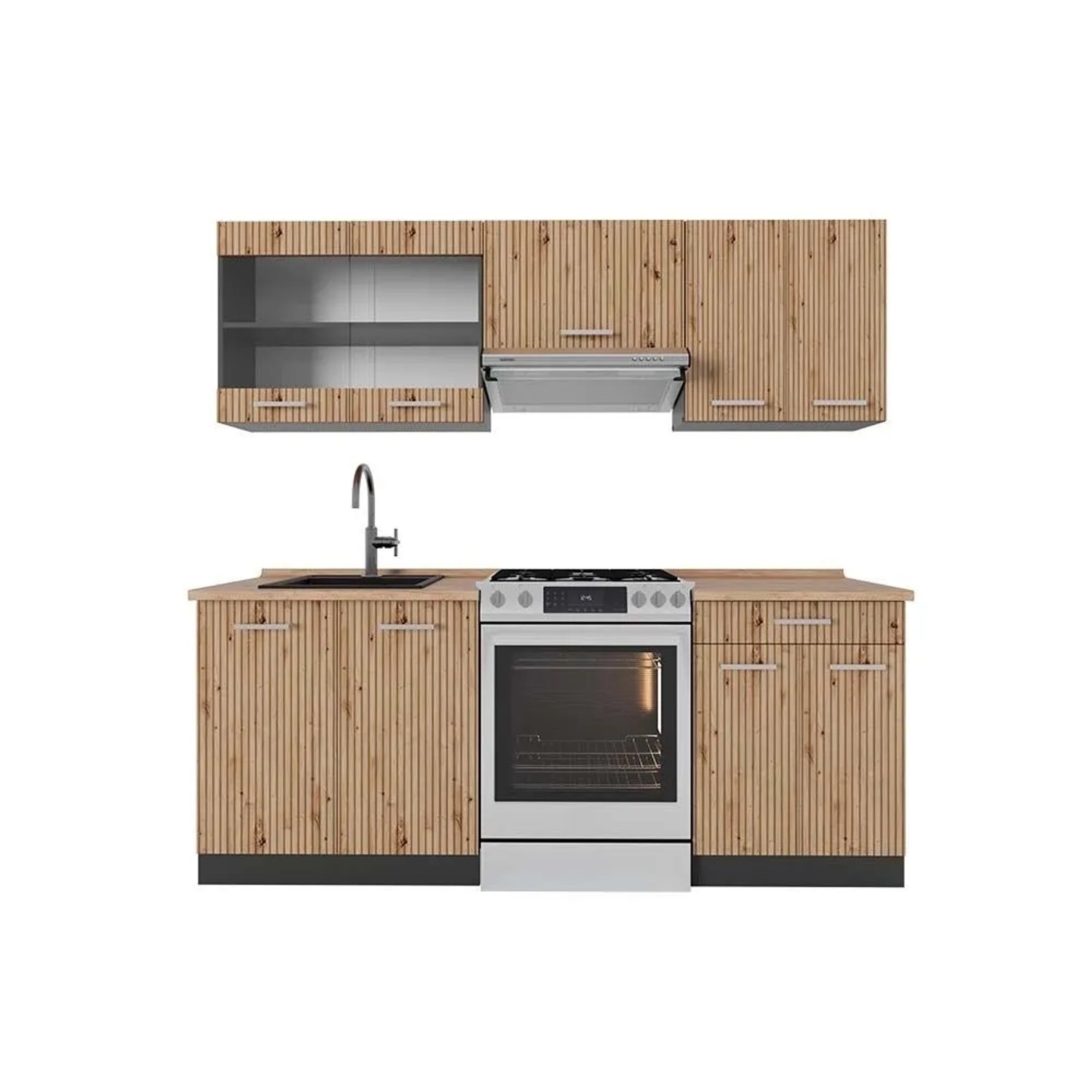 Vicco R-Line Küchenzeile Artisan Eiche Anthrazit 200 cm AP Eiche ohne E-Geräte