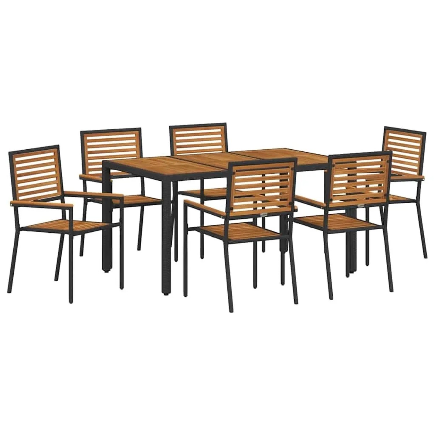 vidaXL Garten Essgruppe 7-Tlg Schwarz Poly-Rattan 3365440 günstig online kaufen