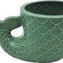 Grüner Übertopf Fischschwanz, 10x20,5x12cm, für Innen & Außen, detailreiches Design.