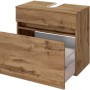 Held Möbel Unterbecken-Set Verona, 60 cm, Wotaneiche mit Auszug und offenem Fach.