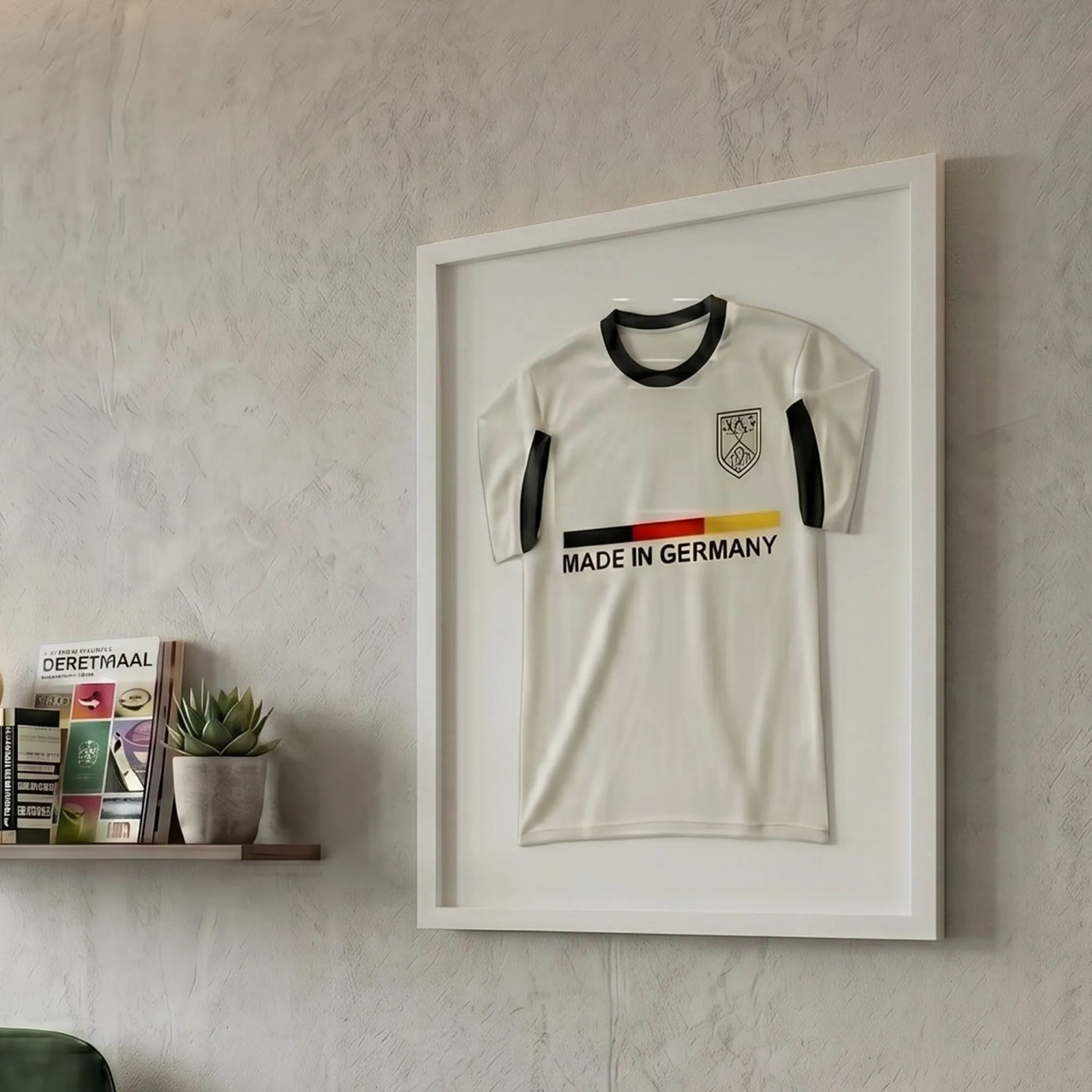 K-Möbel Premium Echtholz Trikotrahmen Weiß 50x70 cm für Kindertrikots & Fan Shirts