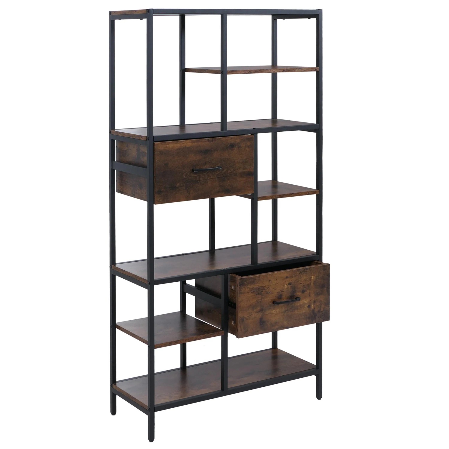 MCW Regal P11 Industrial MDF Metall Melamin 150x81x33cm Dunkelbraun