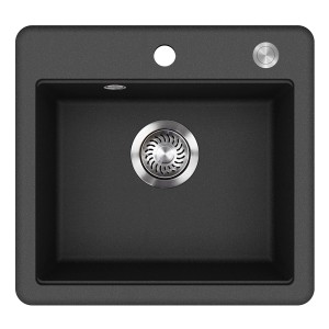 Helika Einbauspüle Esta 47 cm x 44 cm Schwarz inkl. Druckknopfventil