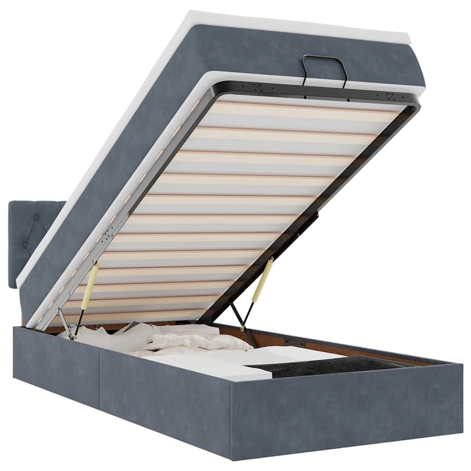 Thumbnail - vidaXL Ottoman-Bett mit Matratze Dunkelgrau 90x200 cm Samt 3311820