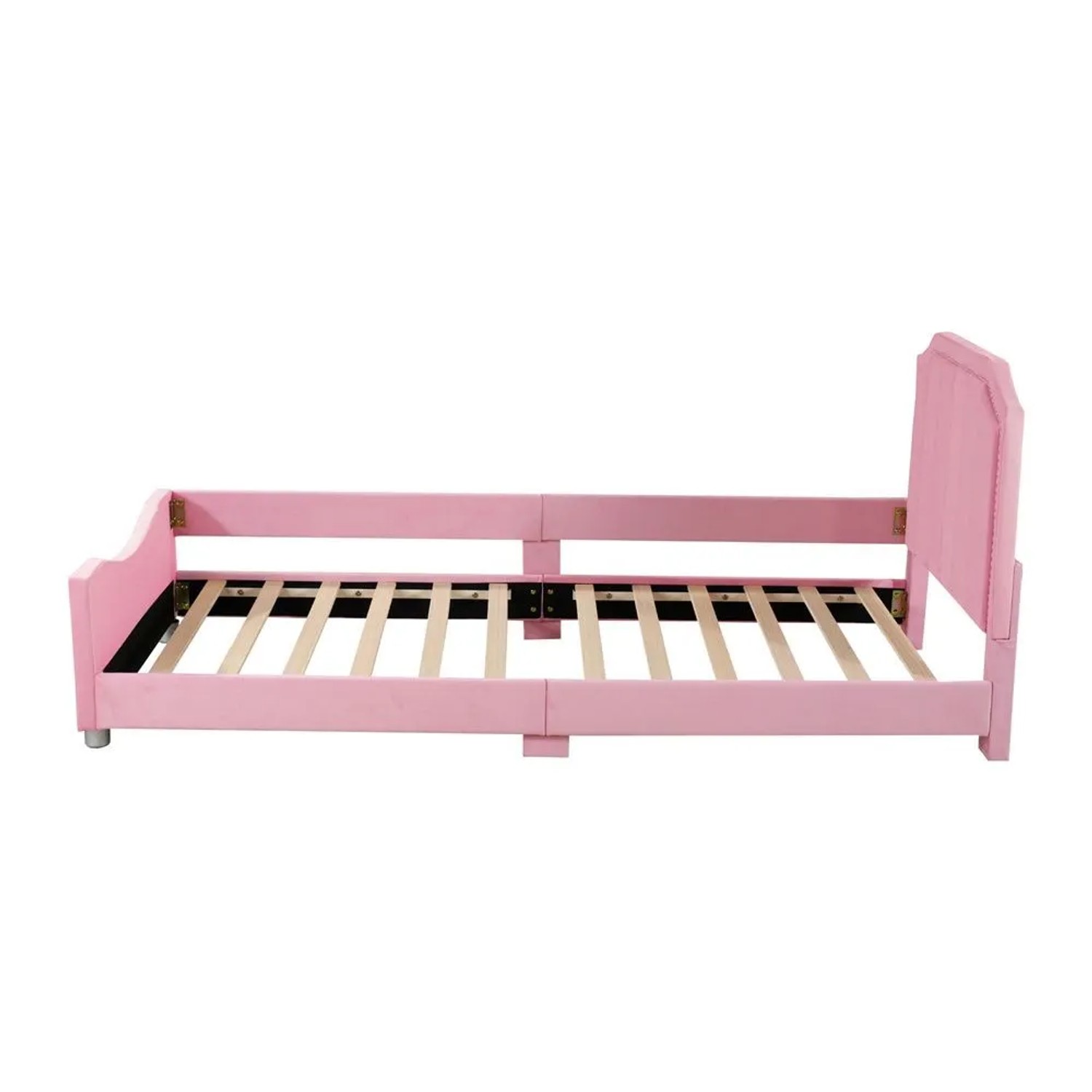 KOMHTOM Kinderbett  Polsterbett 90x200Cm  Schlafsofa  Bettgestell Mit Rücken- Und Armlehnen  Eltern-Kind-Bett  Jugendbett  Gästebett  Rosa