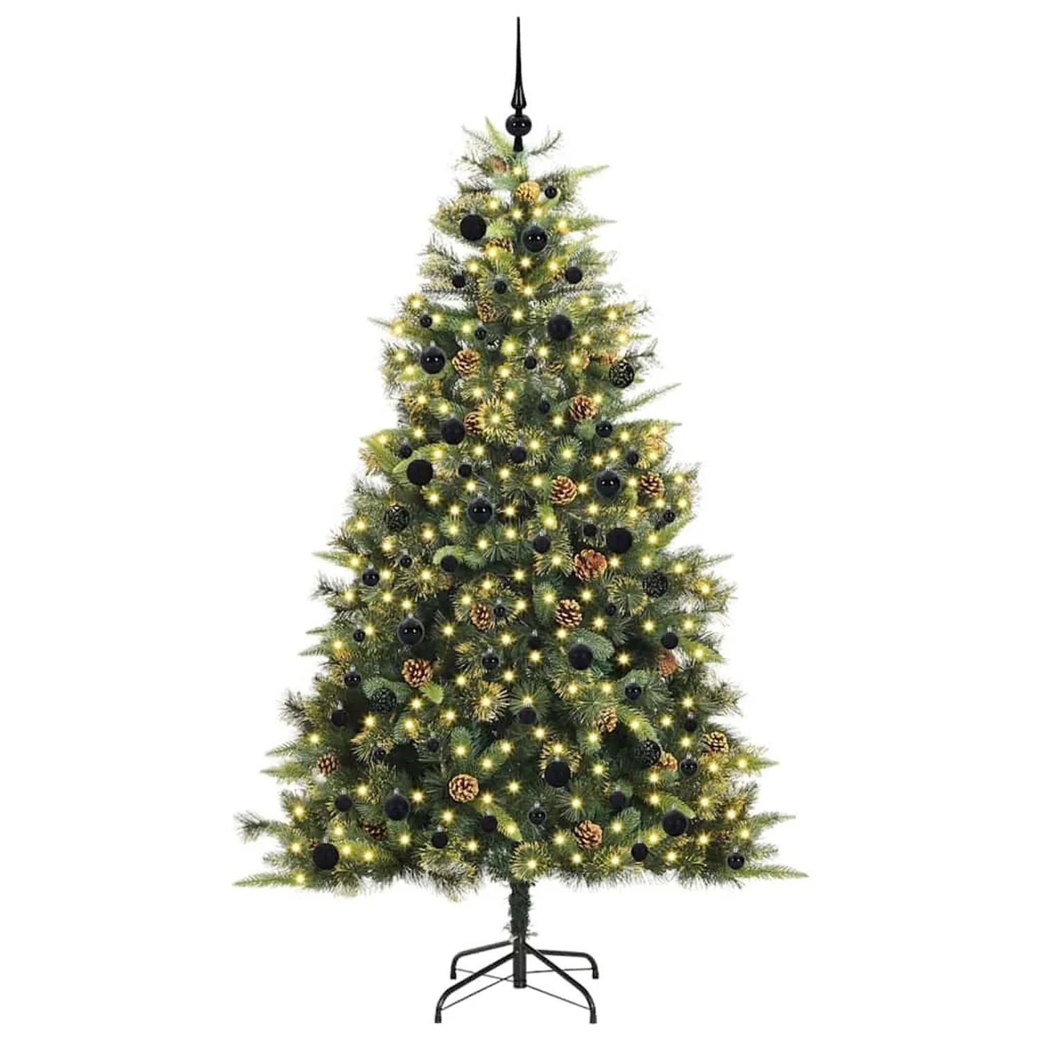 vidaXL Künstlicher Klapp-Weihnachtsbaum mit Tannenzapfen Grün 240 cm 3395108