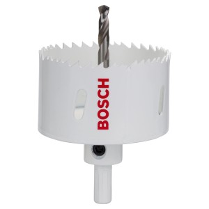 Bosch Bimetall Lochsäge, 73 mm Durchmesser, mit Zentrierbohrer. Geeignet für Holz, Metall, Kunststoff.