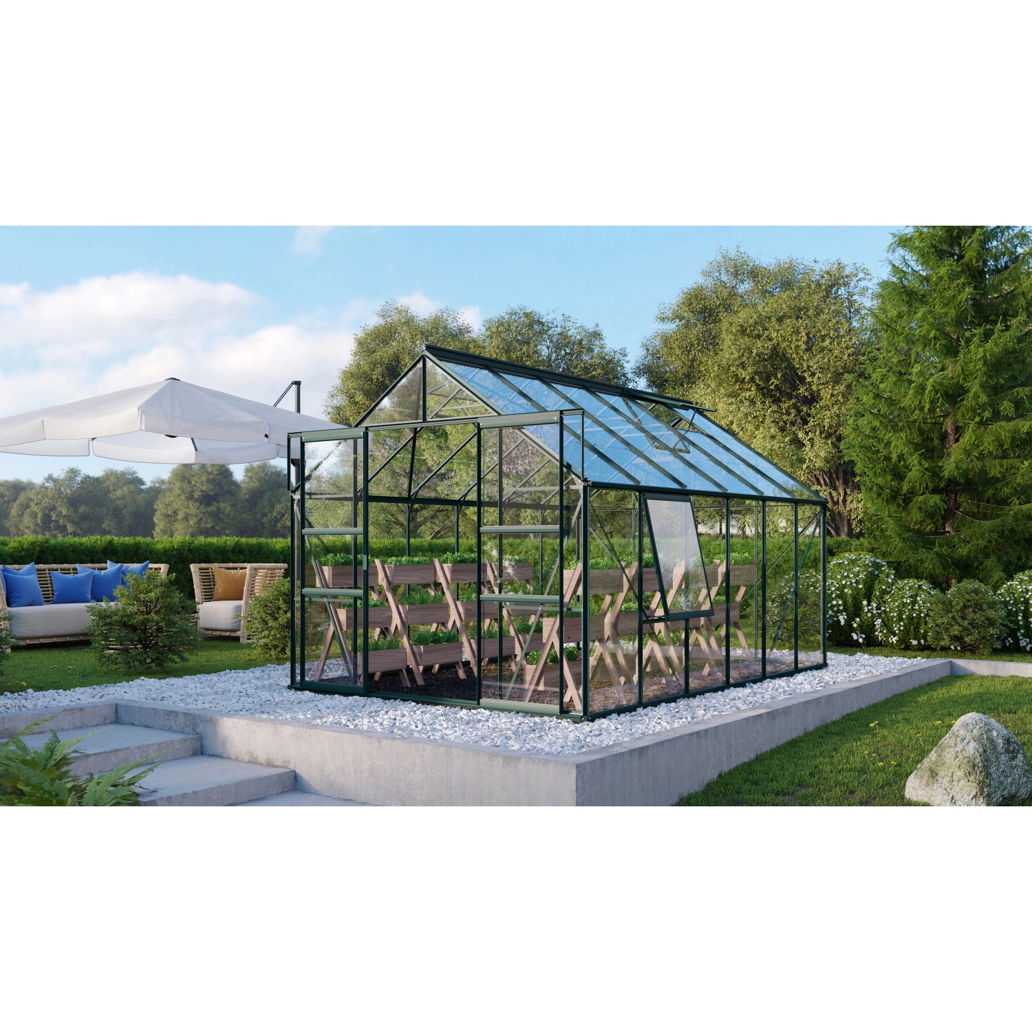 Vitavia Gewächshaus Meridian 2 - 9900 ESG 3 mm - Smaragd Vorzugsset