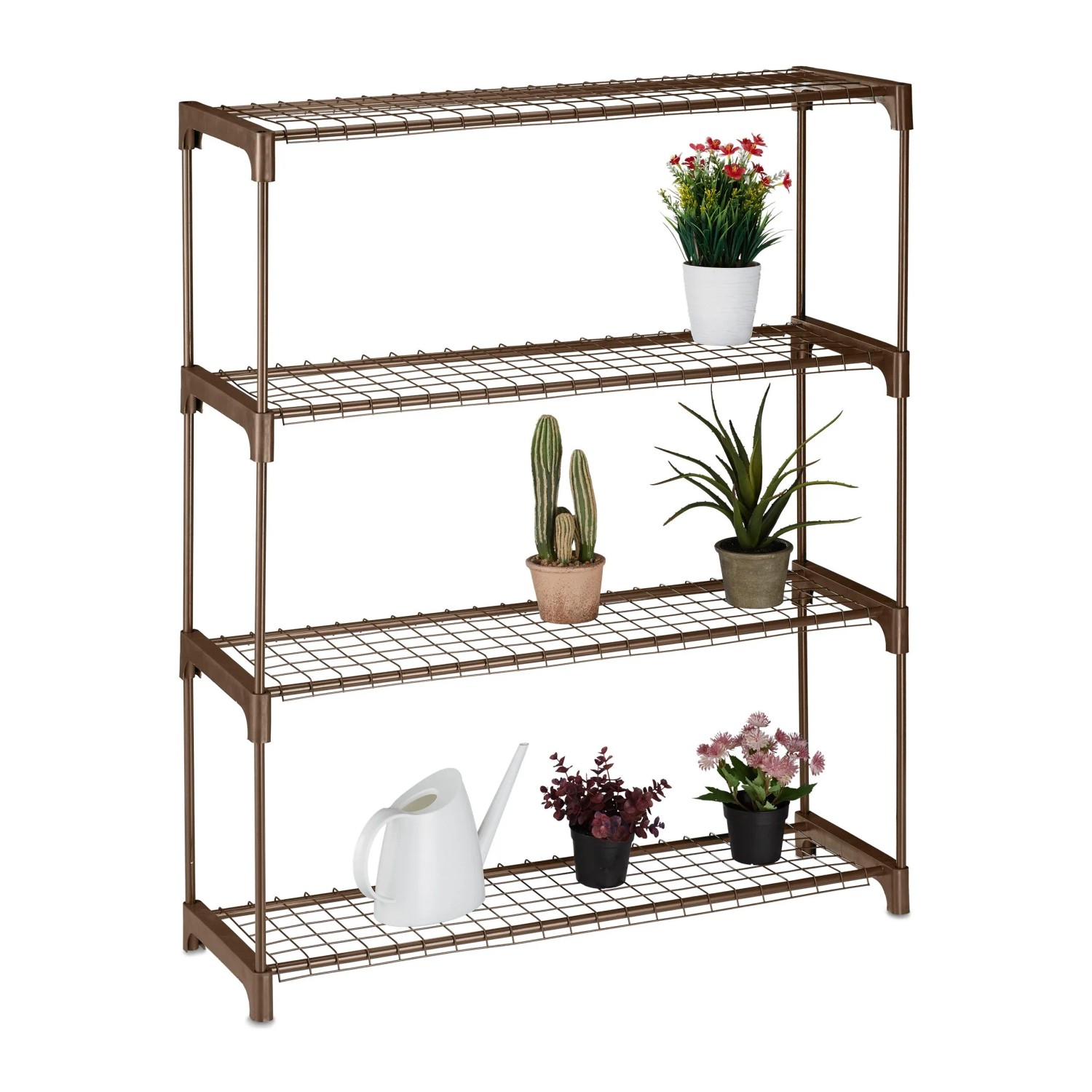 Relaxdays Blumenregal Metall Braun 4 Ebenen 106 cm x 91 cm x 28 cm 2,8 kg