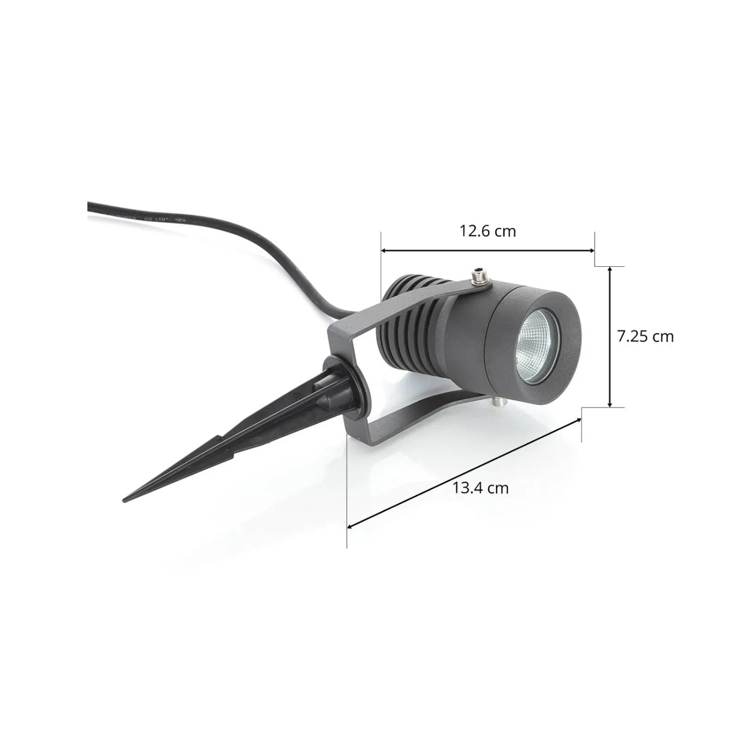 Lucande LED-Außenstrahler Jon in Alu, 1-flammig, mit Erdspieß für Garten und Terrasse.